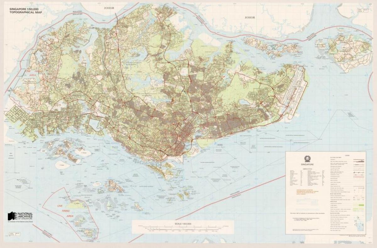kartet av Singapore topografiske