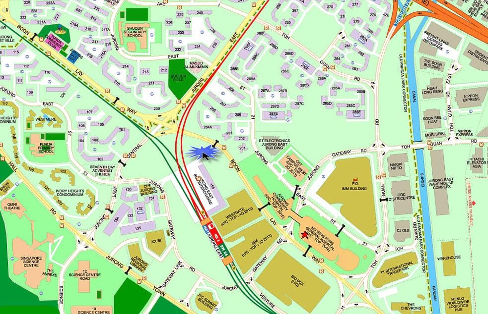 kart av Jurong Øst
