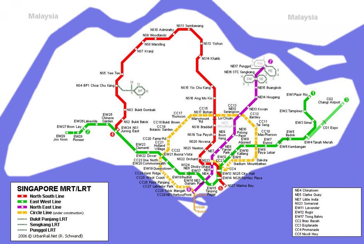 mtr-ruten kartet Singapore
