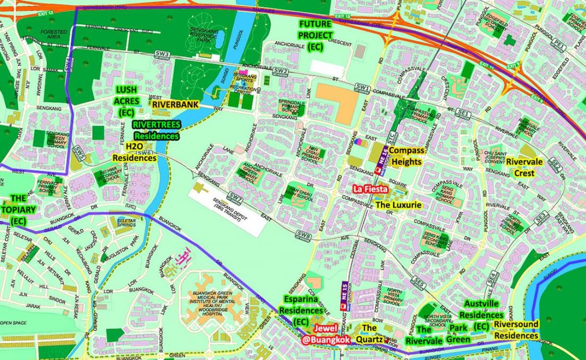 kart over Sengkang Singapore