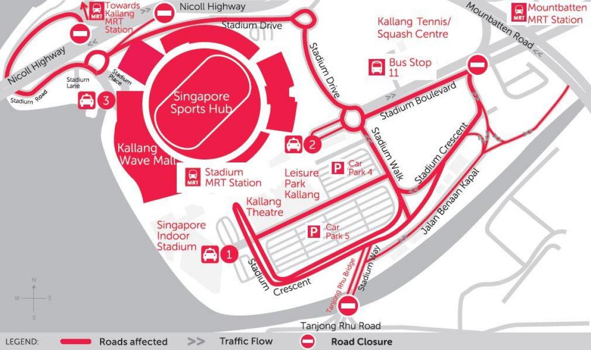kartet av Singapore sports-hub