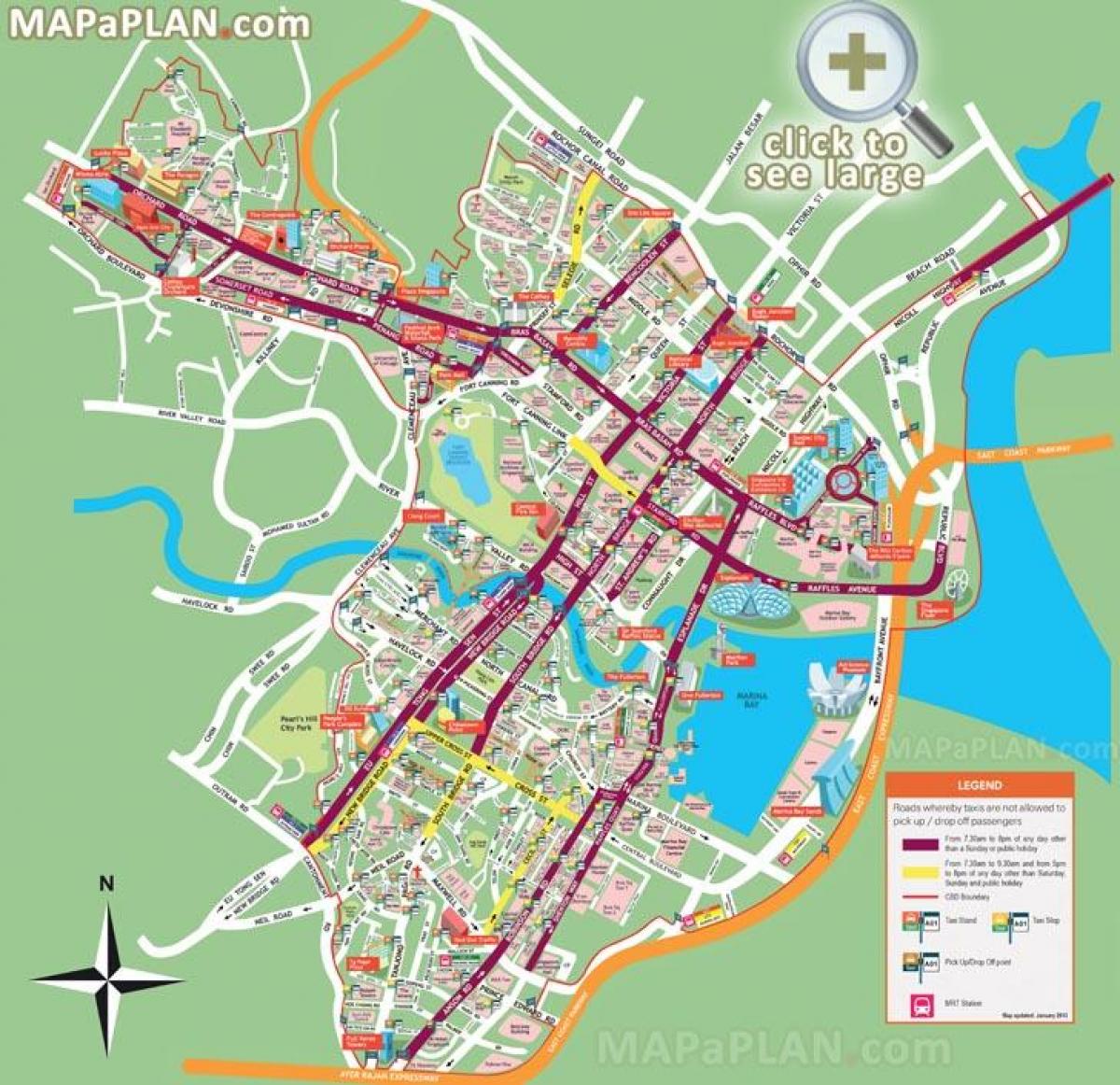 Singapore turiststeder kart